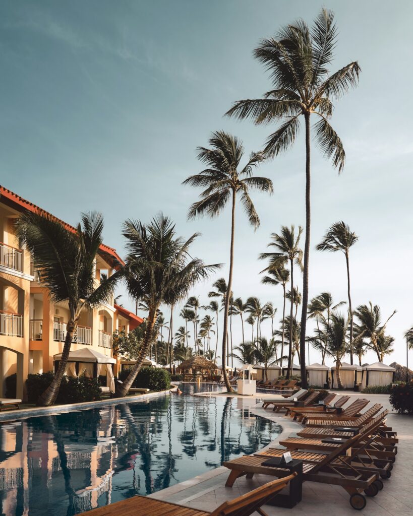 Loungers beside the pool