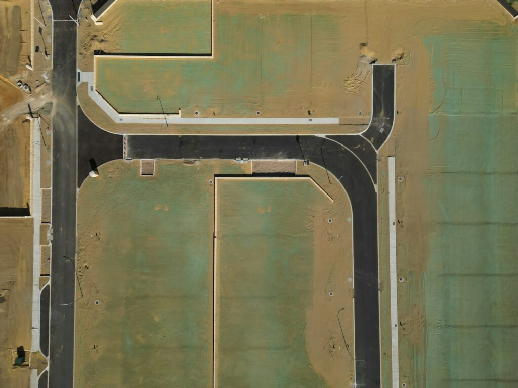 Aerial view of a site under early development works