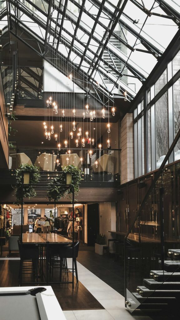 Bar with pendant lighting