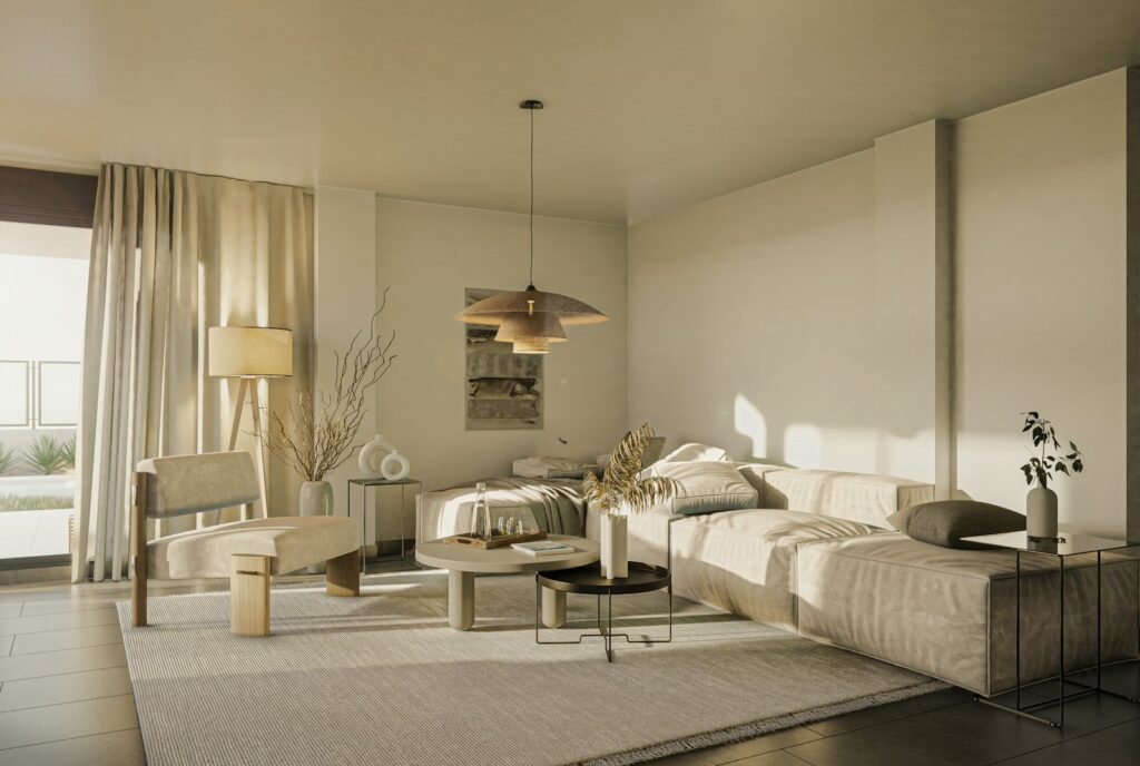 Reception room with garden outlook