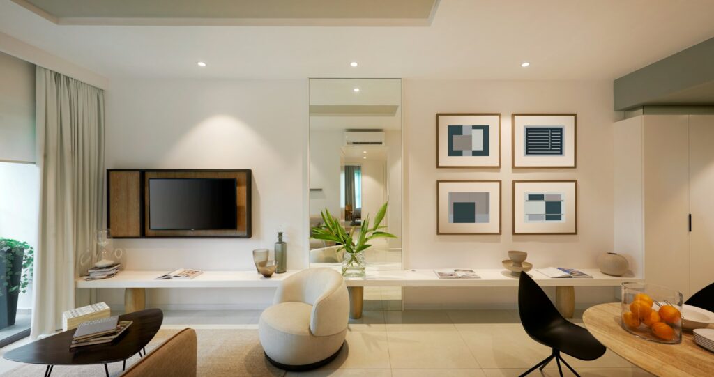 Living room with media wall