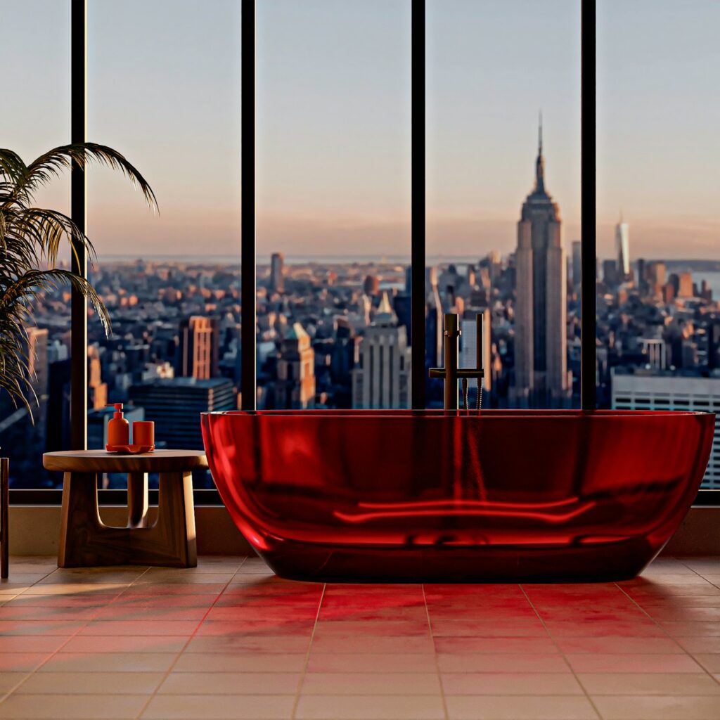 Bathtub with skyline view