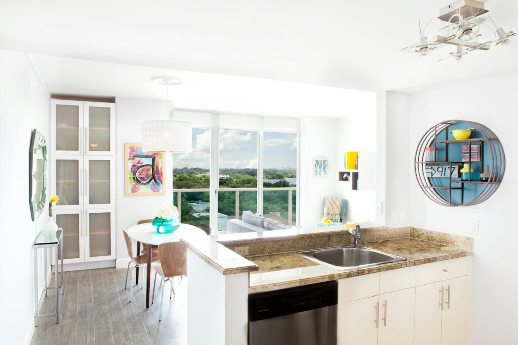Fitted kitchen with timber cabinetry