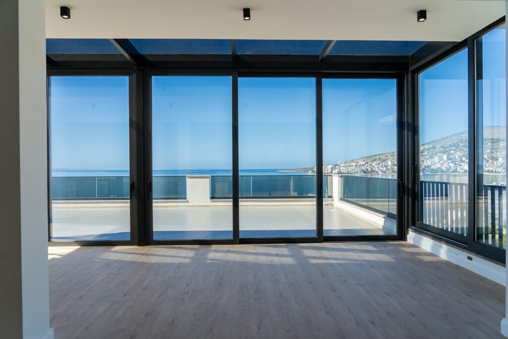 Empty reception room with a view