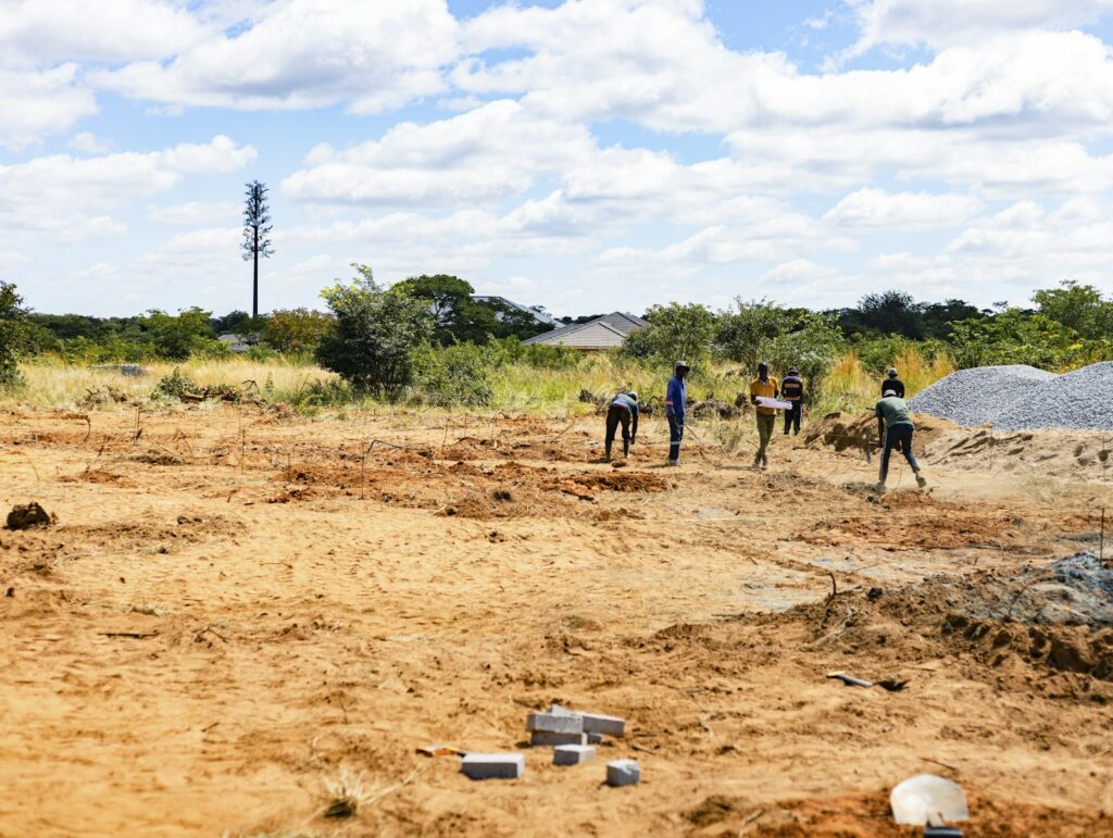 Works in progress on red earth